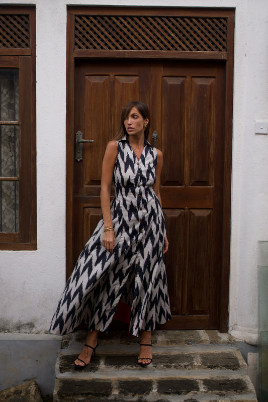 Isabella - Ikat Black and Grey