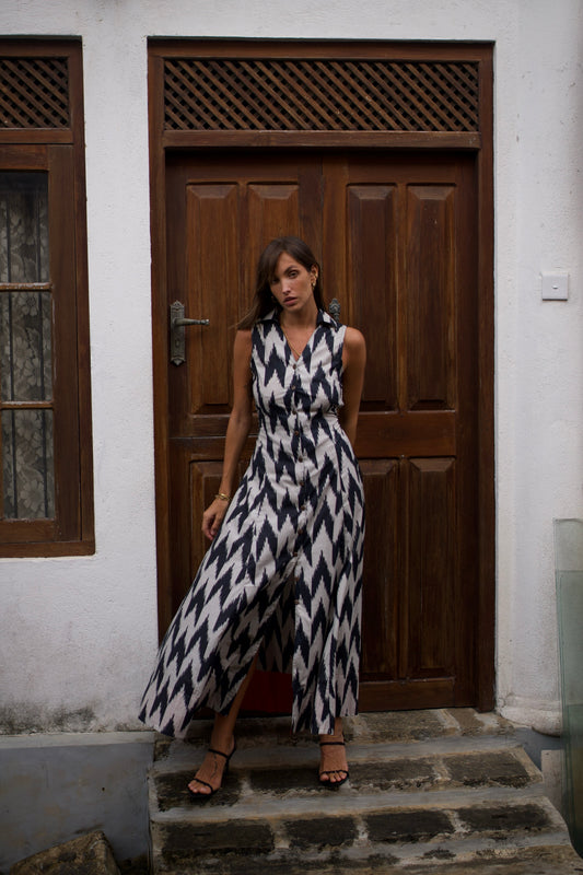 Isabella - Ikat Black and Grey