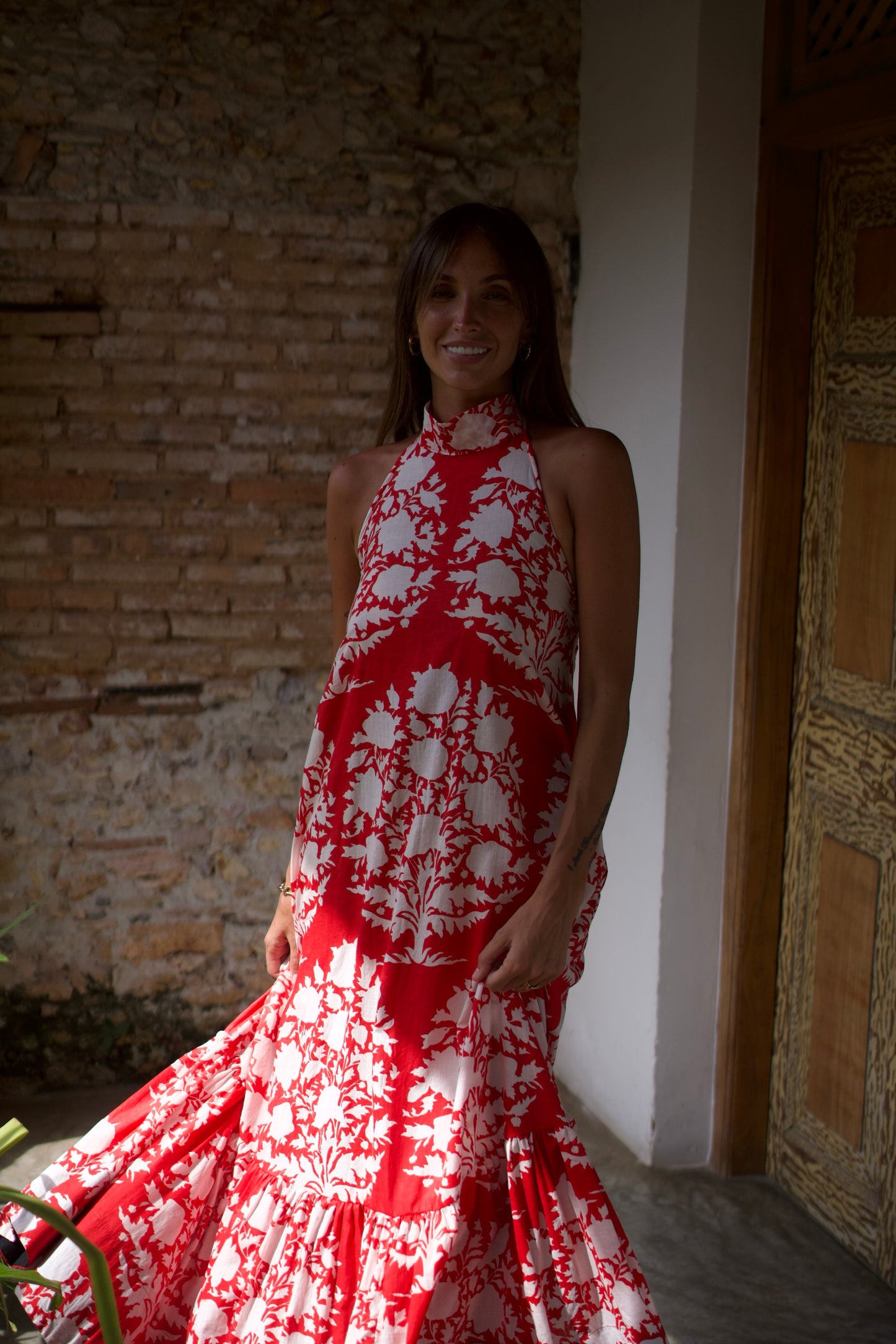 Jolie - Floral - Coral Red