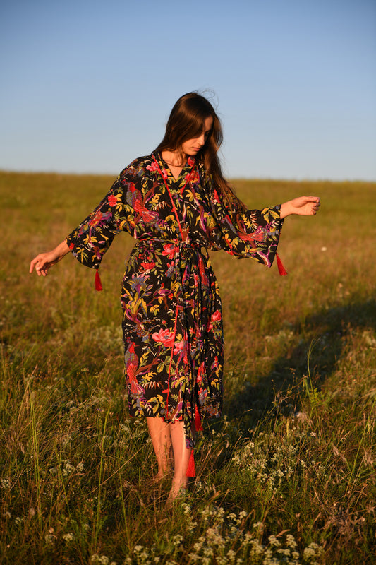 Kimono Robe -Birds of Paradise