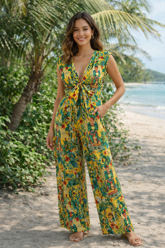 Maddy Jumpsuit - Frida Kahlo Safron